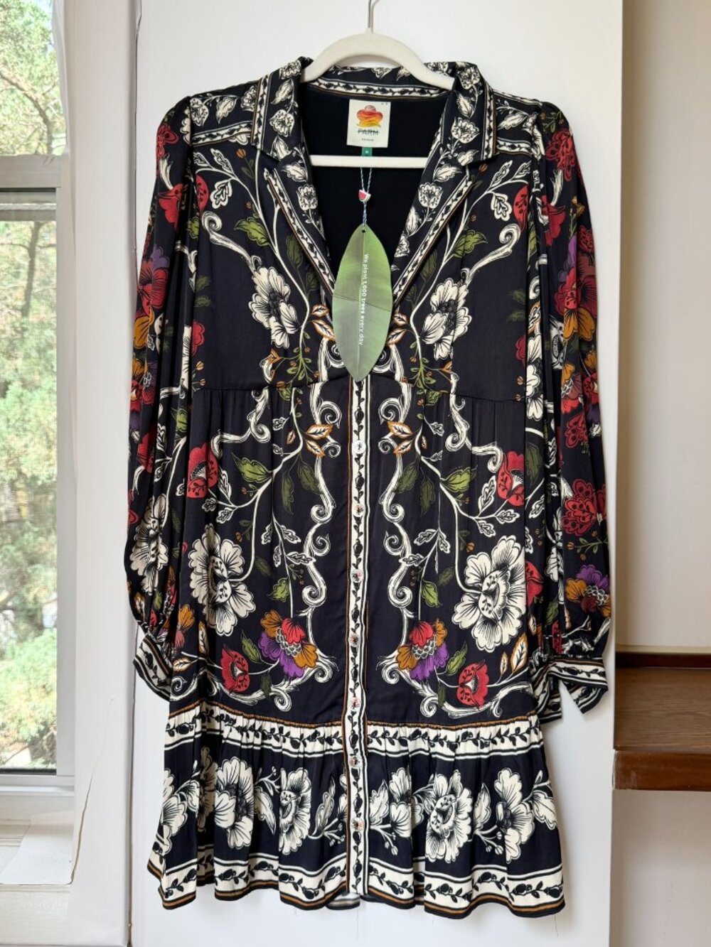 NWT Farm Rio Rococo Flowers Black Mini Dress Medium - Picture 5 of 17